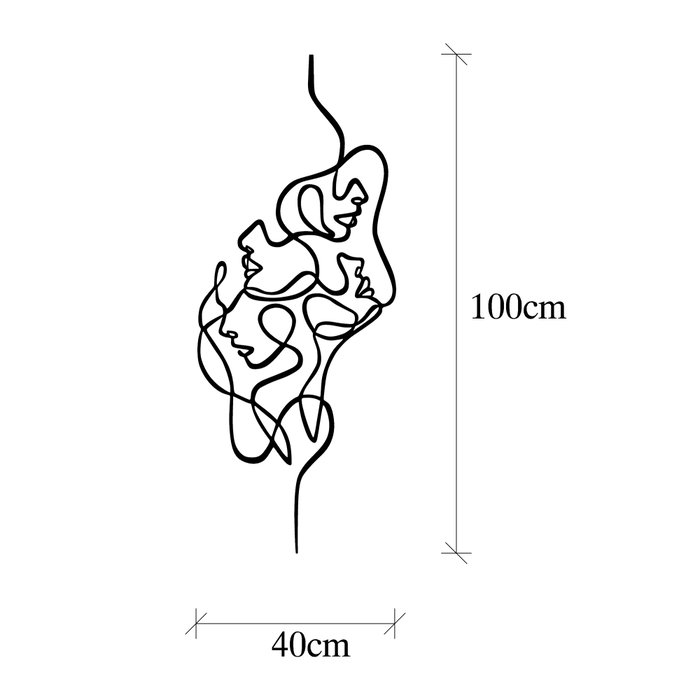 Wallity Faces Escultura de Pared de Metal Negra